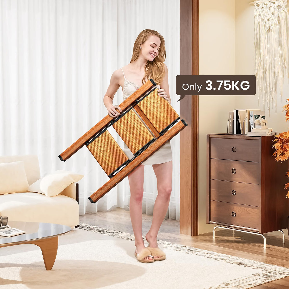 3 Step Ladder Foldable Step Stool Anti Slip Wide Pedal Home Kitchen Utility Steps