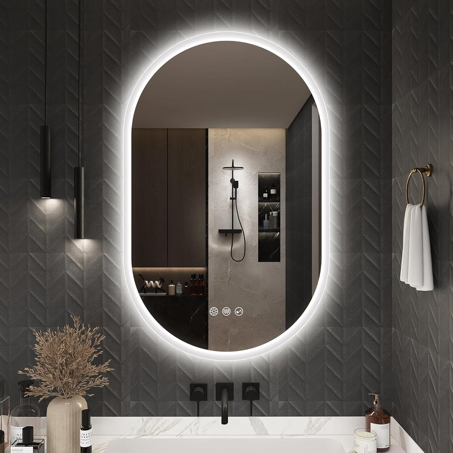 Oval LED Bathroom Mirror 500x800 Bluetooth Anti Fog Dimmable S'bagno