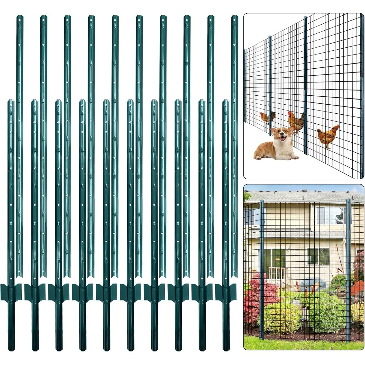 Fence Posts 7ft 213cm Heavy Duty Garden Wire Mesh Posts Pack of 10 Thealyn Steel