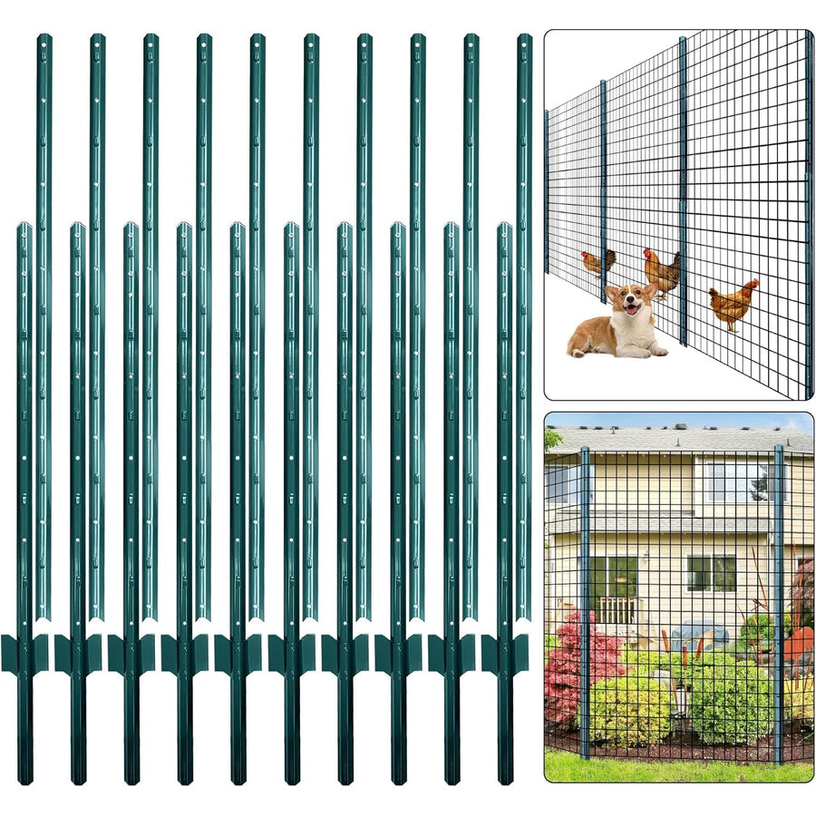 Fence Posts 7ft 213cm Heavy Duty Garden Wire Mesh Posts Pack of 10 Thealyn Steel