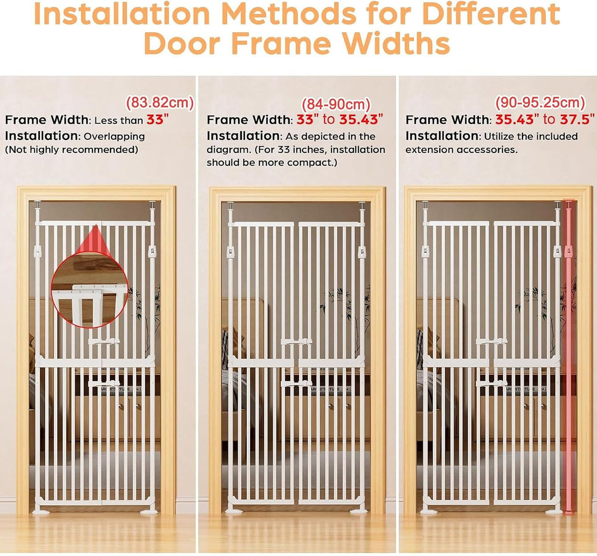 Extra Tall Cat Gate 180cm Pressure Fit No Drill Indoor Pet Safety Gate HAVLOTII