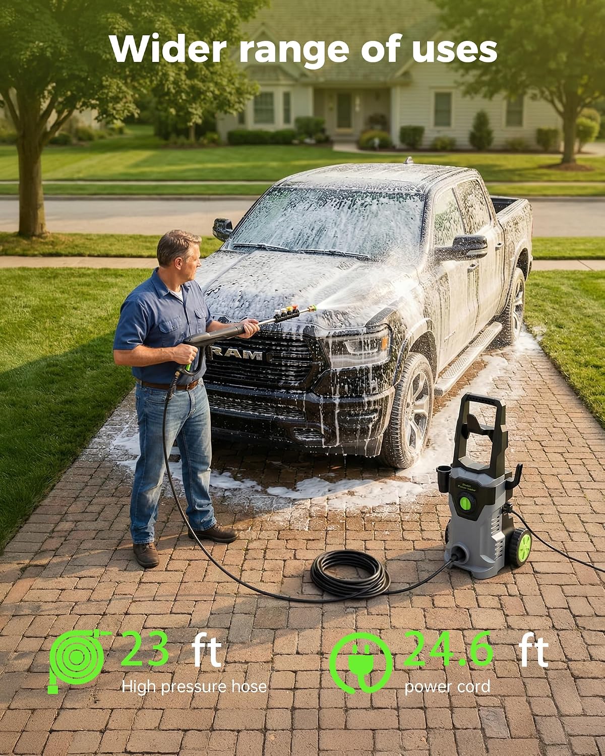 Pressure Washer 160 Bar 450L/H Electric Jet Wash Foam Cannon 4 Nozzles ETOOLAB