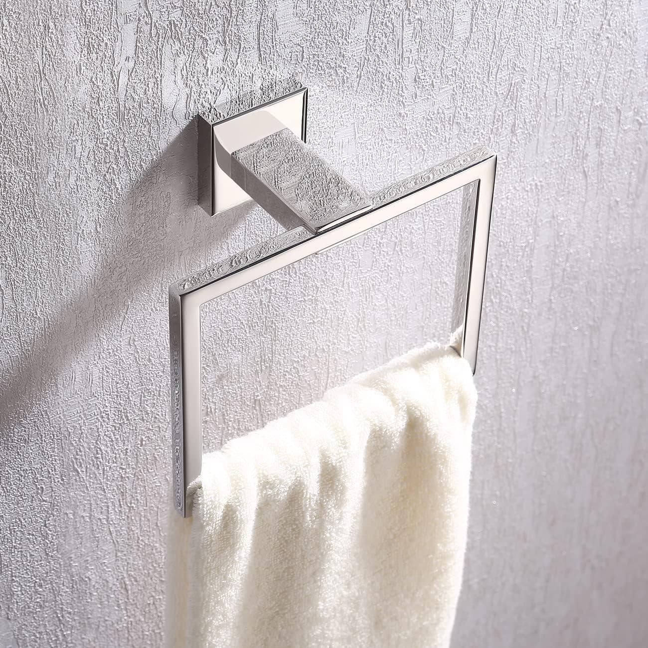 KES Towel Ring: Contemporary Square Style, Stainless Steel Wall Mount - Massive Discounts