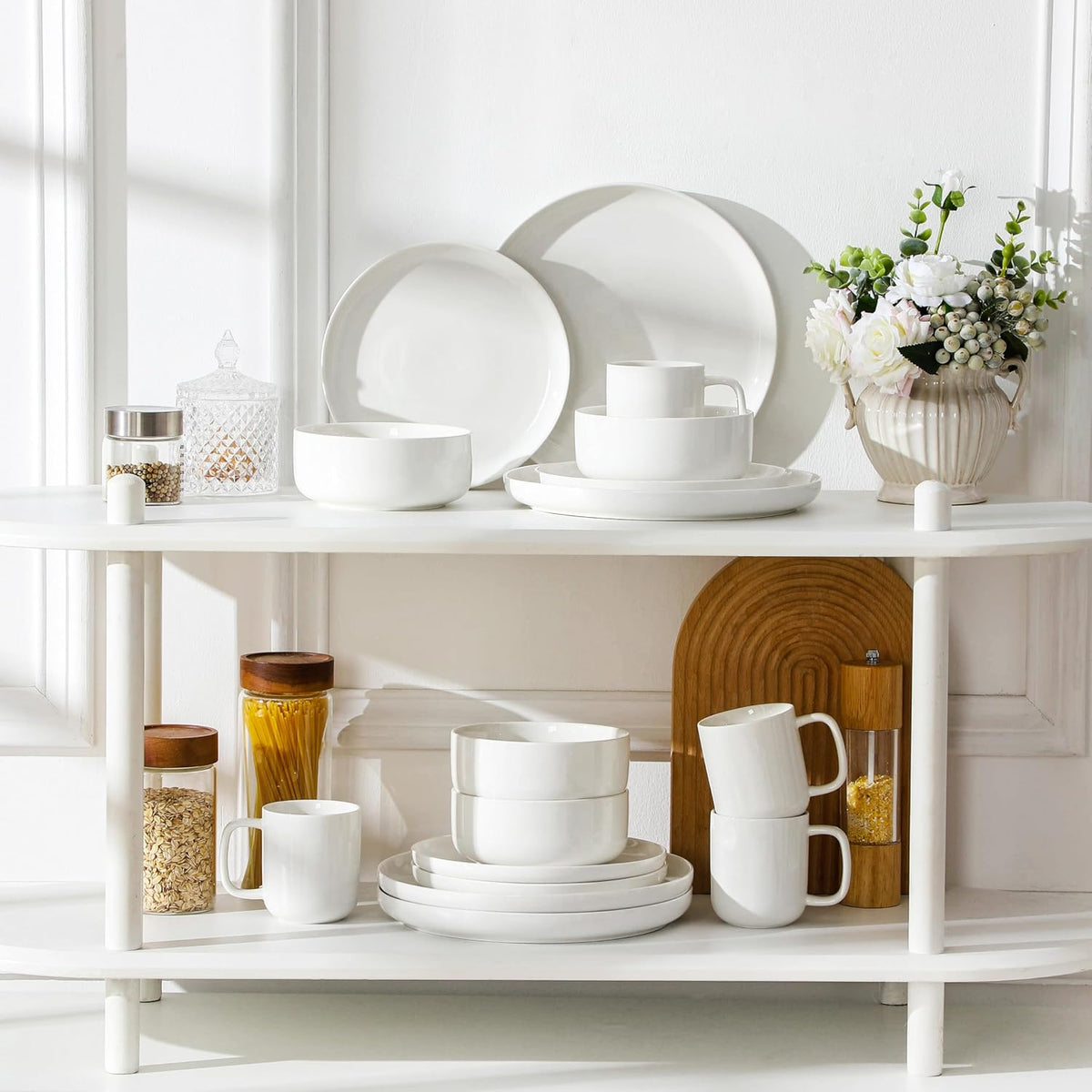 Porcelain Dinner Set 15 Piece Plates Bowls Mugs Tableware for 4 MALACASA Dining