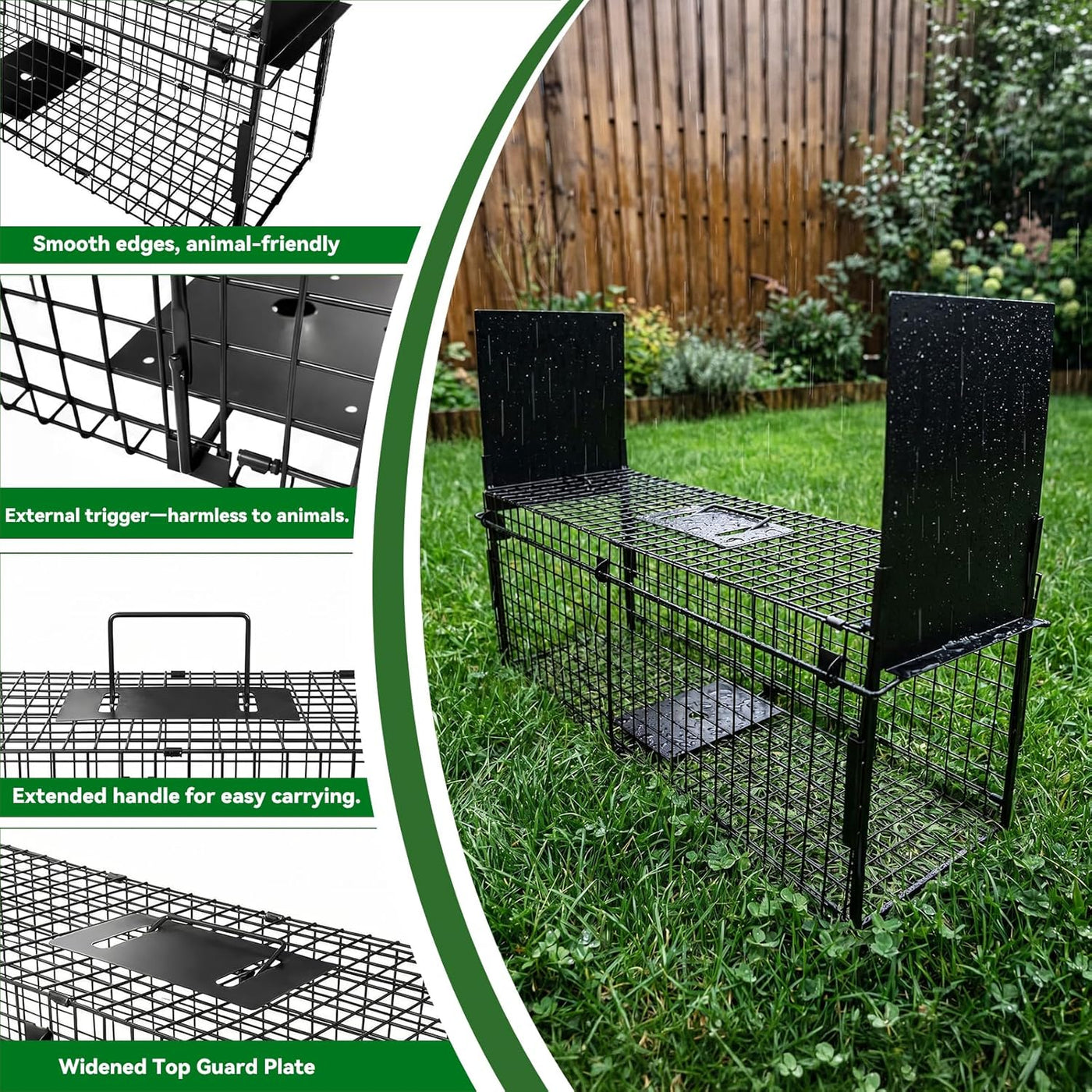 Humane Animal Cage Trap 80X33X27cm Double Door Live Catch Metal Cage Thealyn