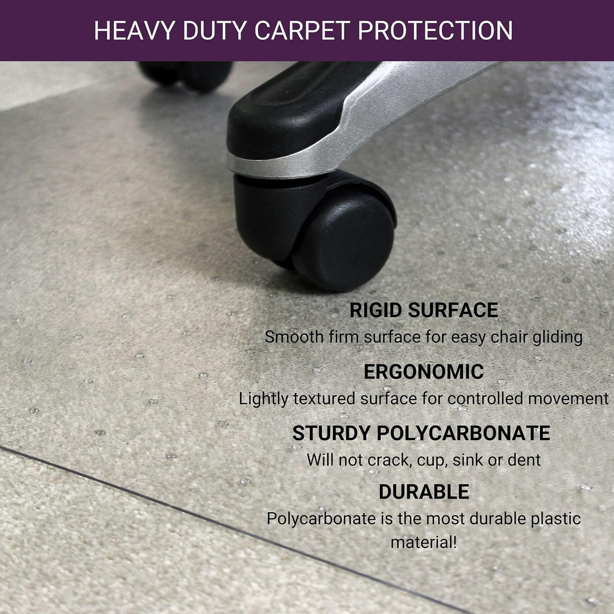 Office Chair Mat 75x120cm Polycarbonate Medium Pile Carpet Protector Marvelux