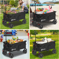 Sekey 135L Folding Trolley, All-Terrain Wheels, Brake, 150KG Load, Black Wagon