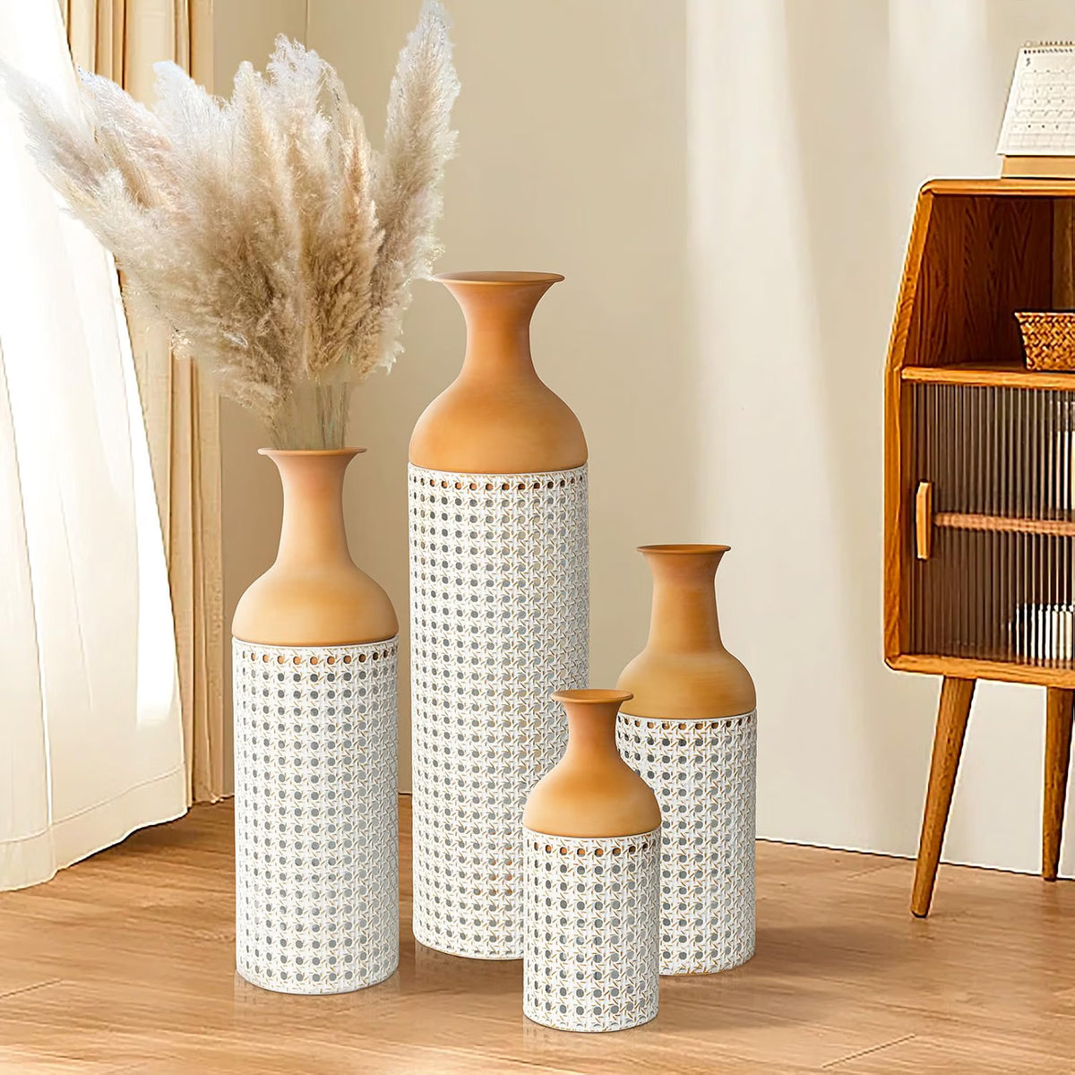 Large Metal Floor Vases Set of 4 68 50 40 30cm White Yellow Home Decor Tall Vase