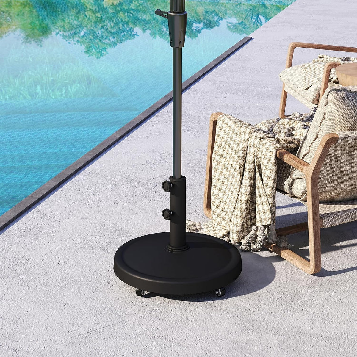Parasol Base 20kg Heavy Duty Round Resin Umbrella Stand Wheels Helios&Hestia