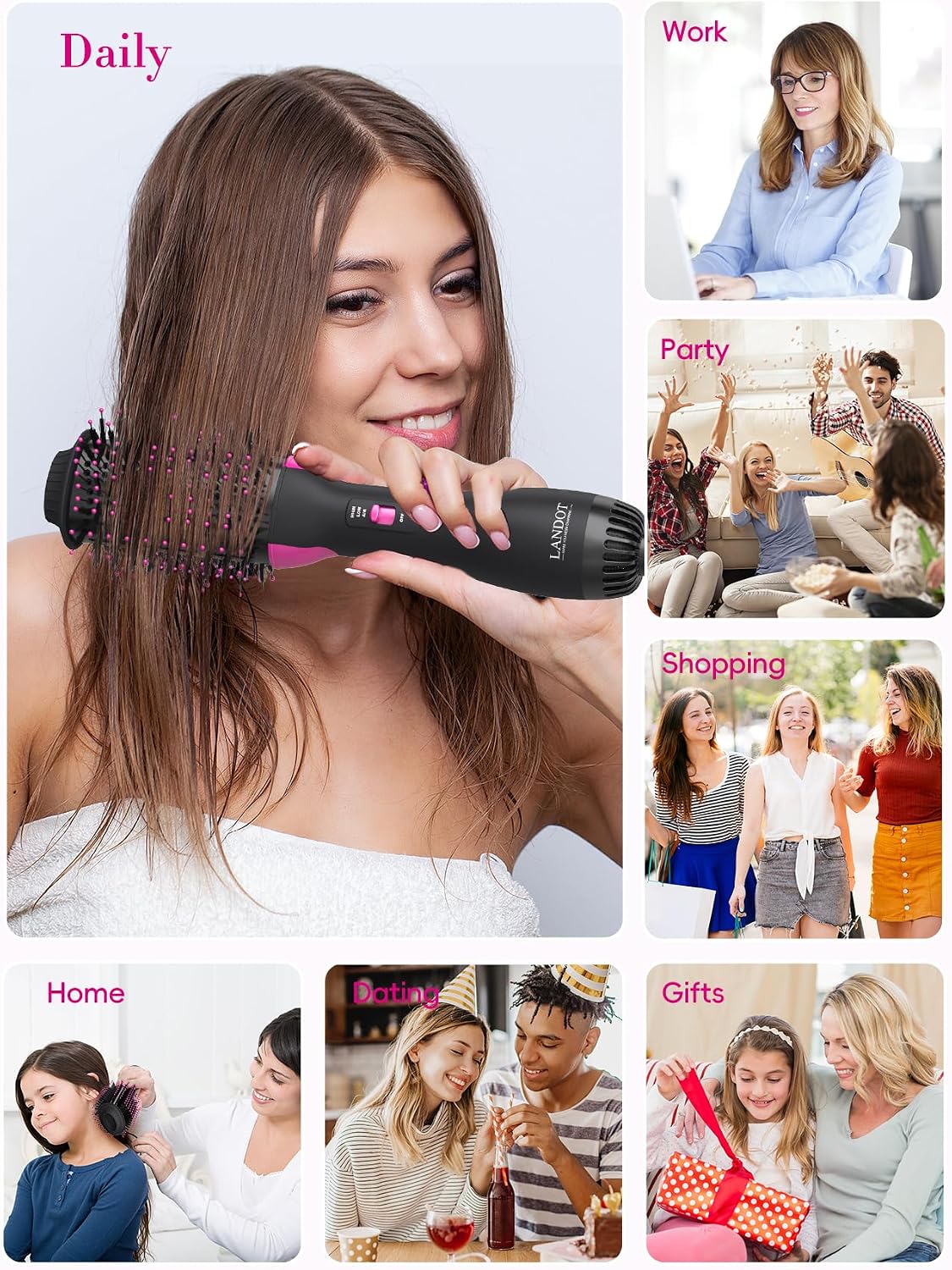 Hair Dryer Brush One Step Ionic Hot Air Styler Volumizer Blow Dry Styling Brush