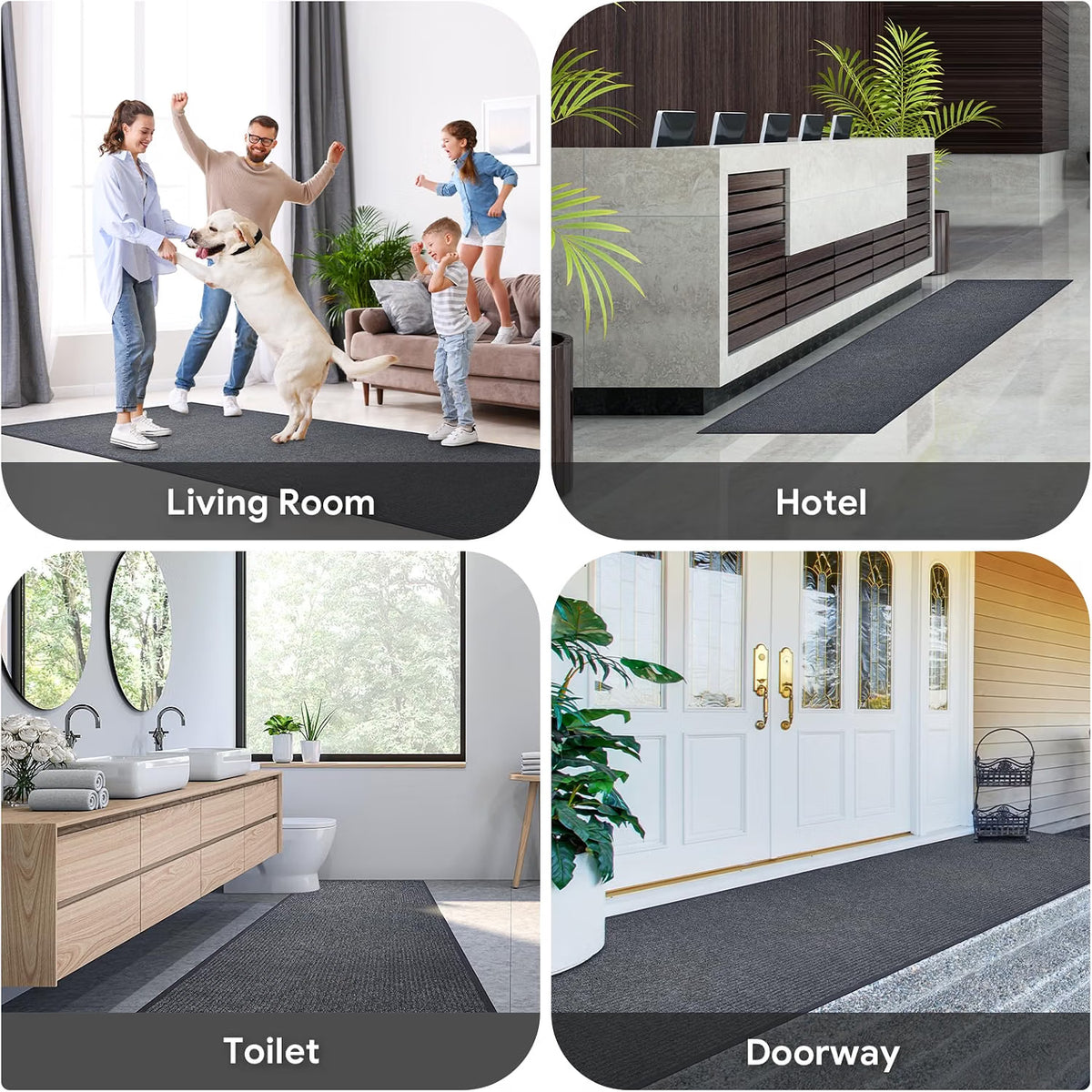 Commercial Entrance Mat 90x500cm Heavy Duty Grey Indoor Floor Runner petour Carpet