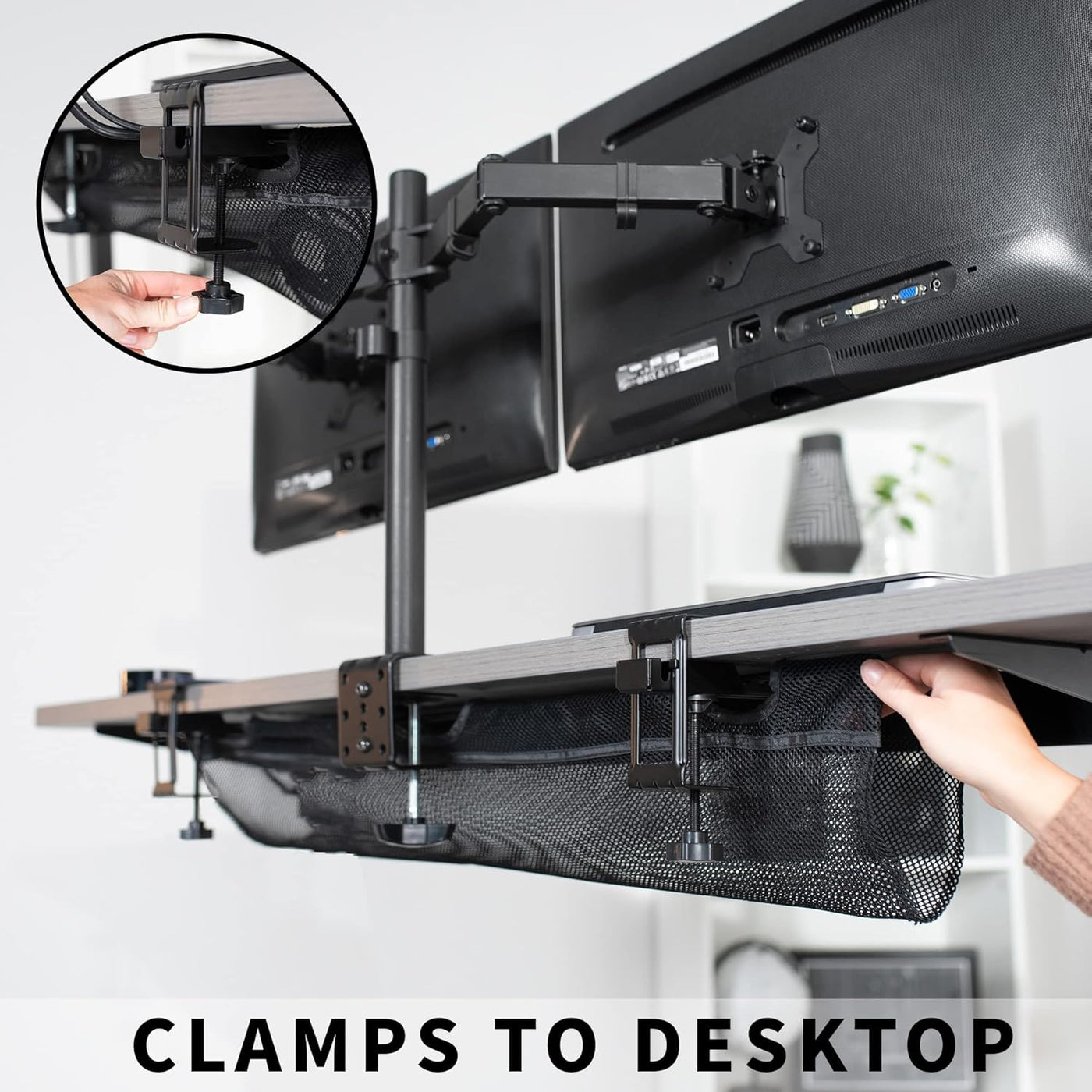 Under Desk Cable Management Net 91cm Clamp On Wire Organizer VIVO DESK-AC36MH