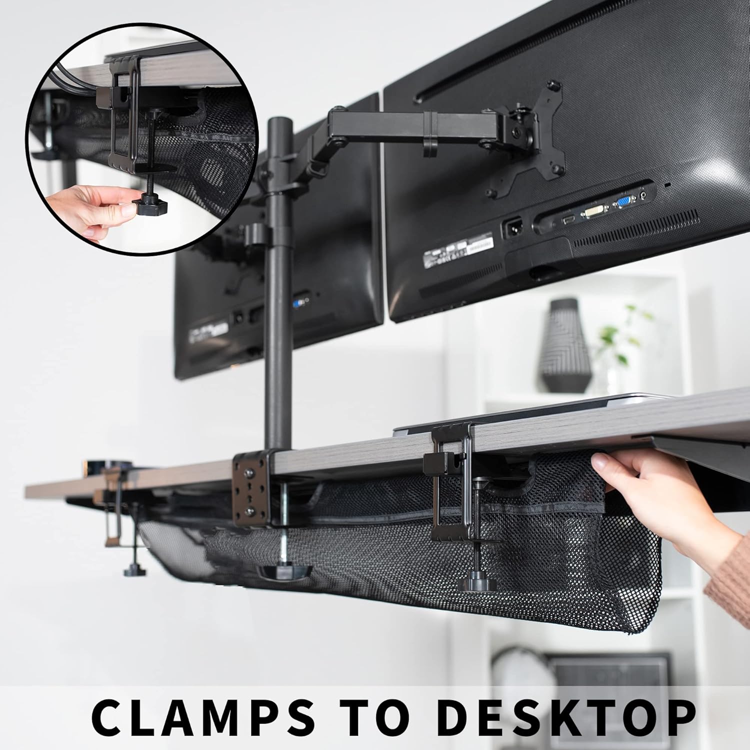 Under Desk Cable Management Net 91cm Clamp On Wire Organizer VIVO DESK-AC36MH