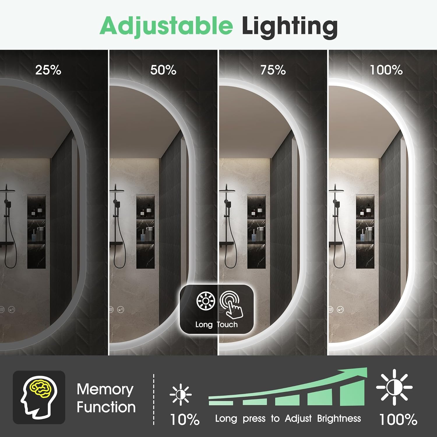 Oval LED Bathroom Mirror 500x800 Bluetooth Anti Fog Dimmable S'bagno