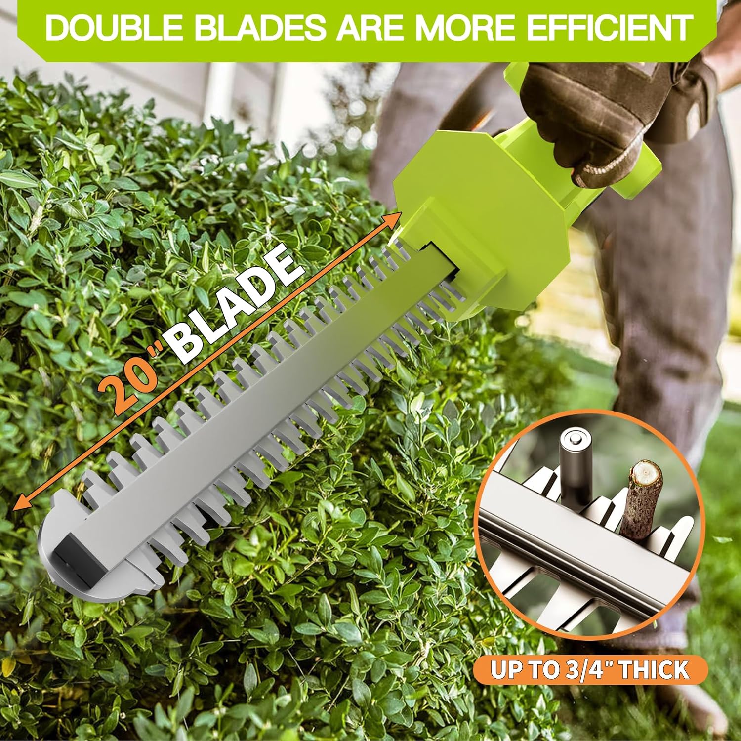 Cordless Hedge Trimmer 21V 50cm Dual Blade 2 Battery 750W VOERJIA