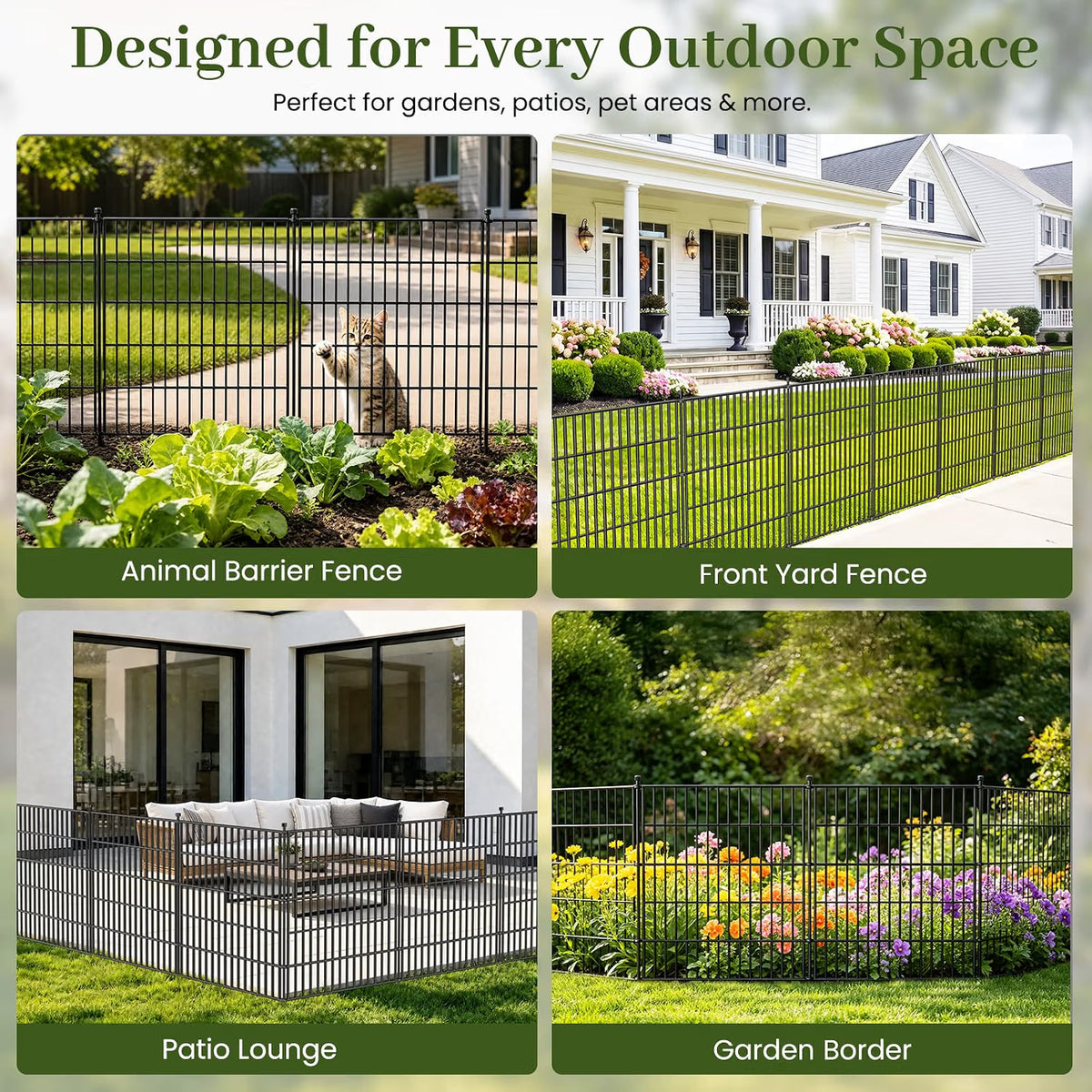 No Dig Garden Fence 81cm x 720cm 10 Panels Outdoor Metal Animal Barrier Fencing