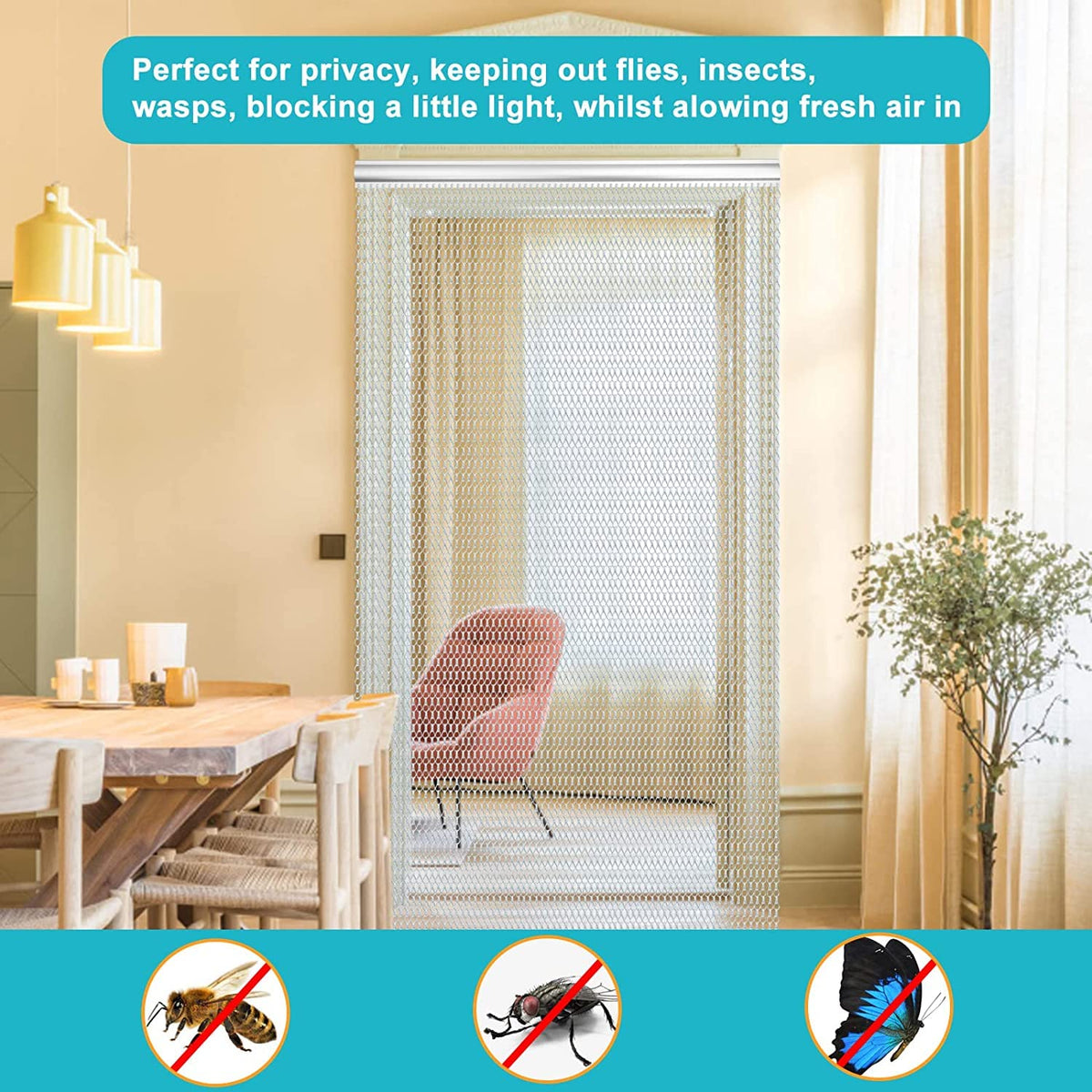 Aluminium Chain Fly Screen 90x210cm Door Curtain Insect Pest Control Silver