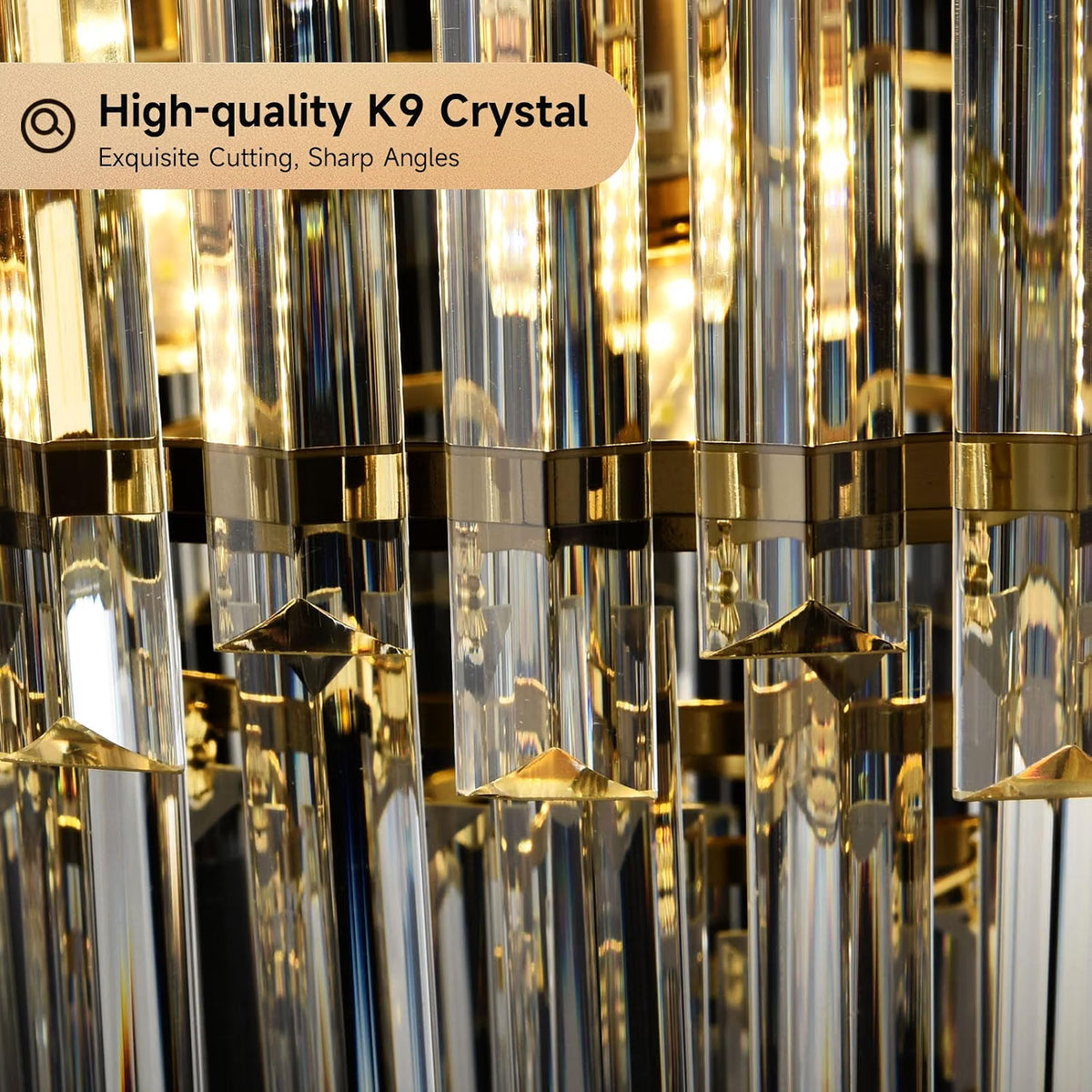 Gold Crystal Chandelier 40cm Round Pendant Light E14 4 Light Modern Ceiling Lamp