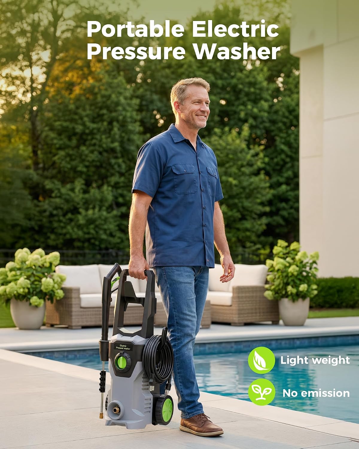 Pressure Washer 160 Bar 450L/H Electric Jet Wash Foam Cannon 4 Nozzles ETOOLAB