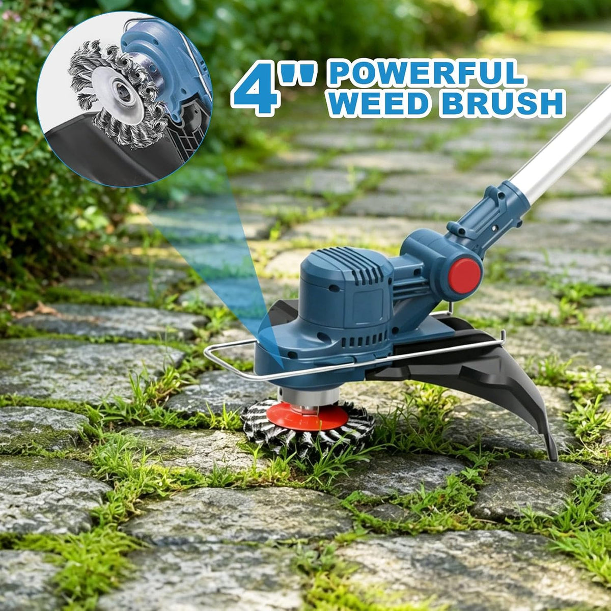 Cordless Grass Trimmer 21V 25cm 2 x 4.0Ah Batteries 5 Blade Types Strimmer