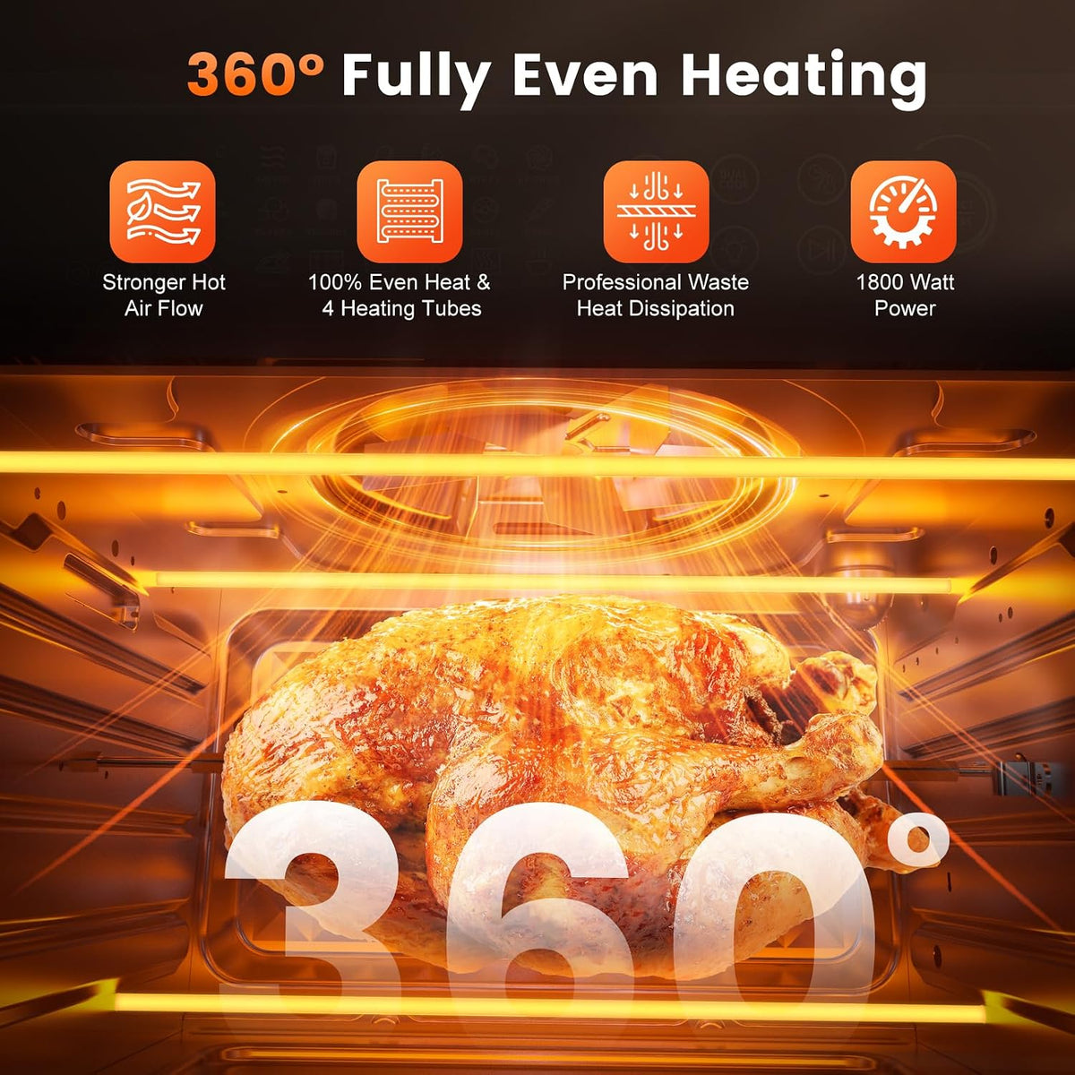 Air Fryer Oven 30L 1800W 18 in 1 Rotisserie Dual Cook Digital Touch XXXL Cooker