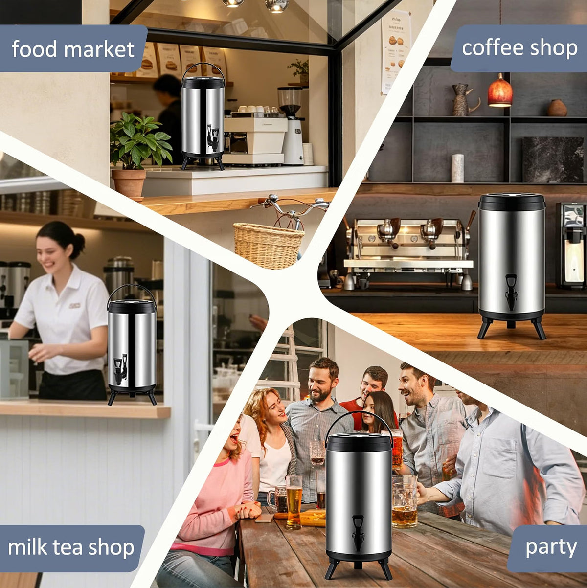 Hot Water Dispenser 12L Stainless Steel Beverage Urn Tap Insulated Drink Holder