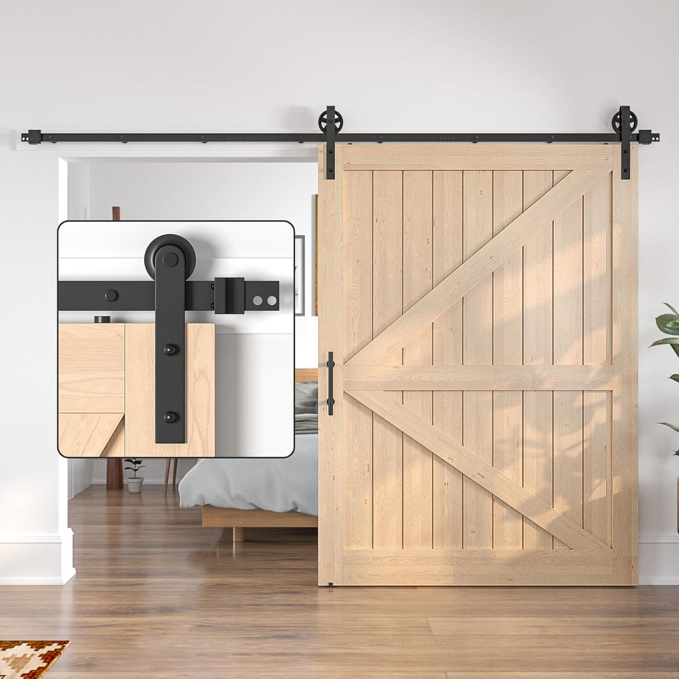 Sliding Barn Door Hardware Kit 11FT Heavy Duty Steel Track Large Wheel SANKEYTEW