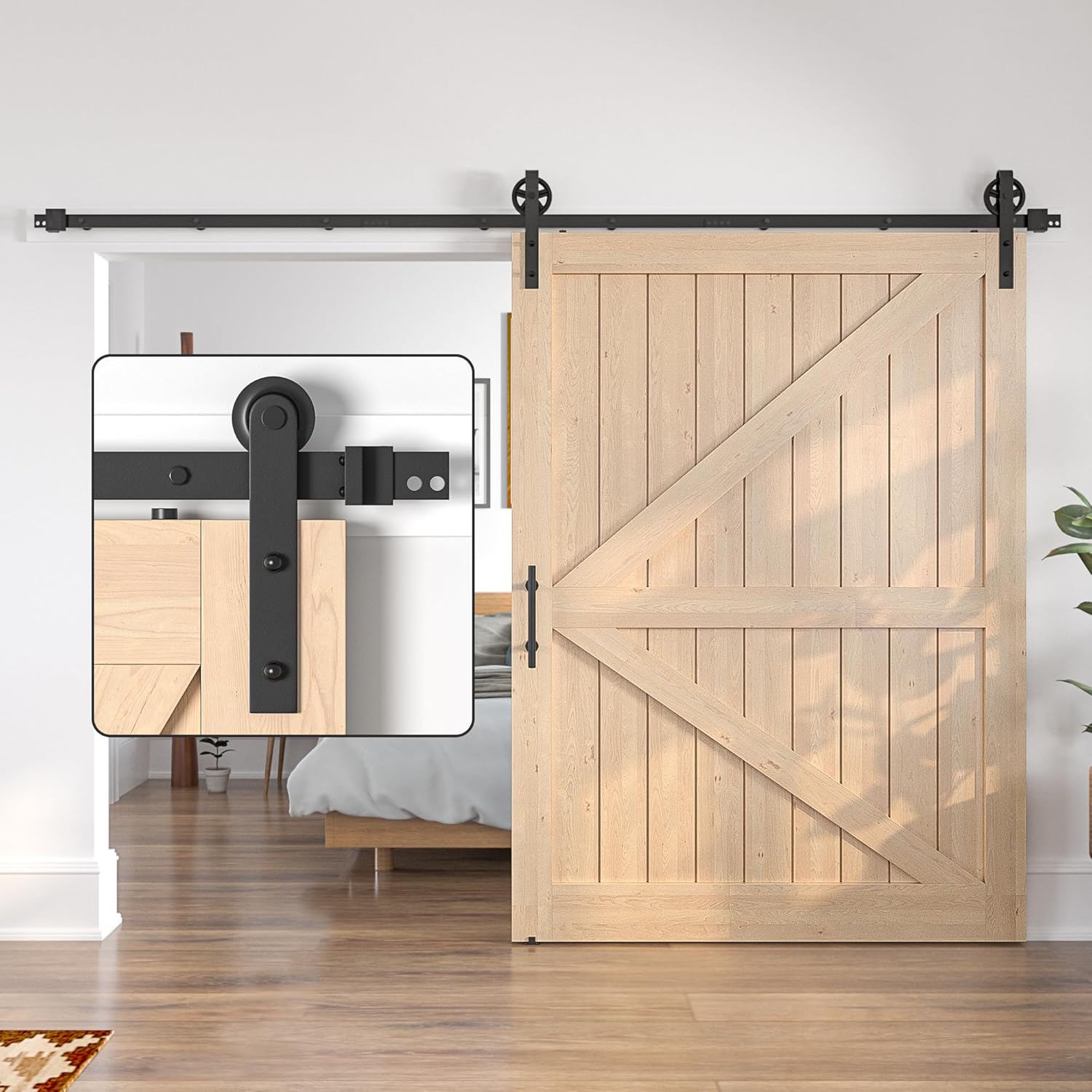 Sliding Barn Door Hardware Kit 11FT Heavy Duty Steel Track Large Wheel SANKEYTEW
