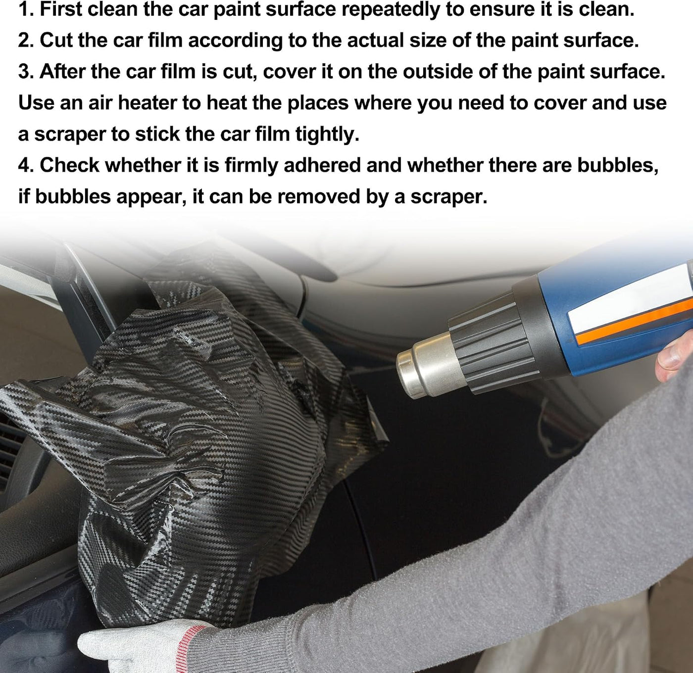 Car Wrap Vinyl 20ft x 59.84 Inch Matte Black Protective PVC Film Motoforti Roll