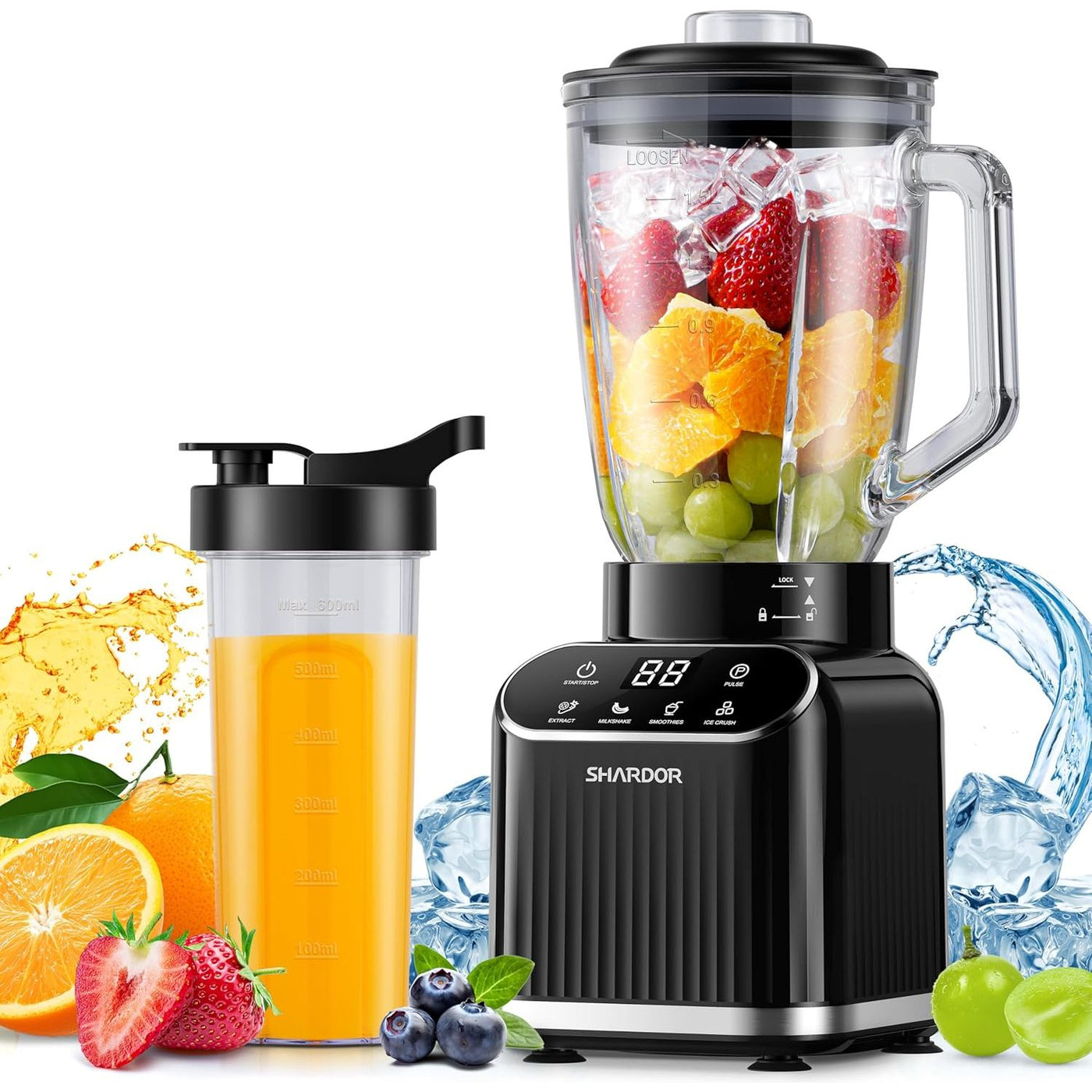 Shardor Professional Blender 1400W Smoothie Maker 52oz Glass Jar To Go Cup
