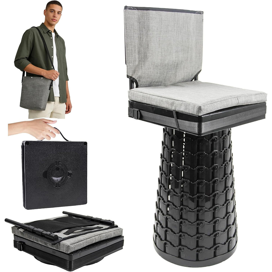 Collapsible Stool 1000lbs Folding Camping Chair Backrest Cushion ALEVMOOM 2026
