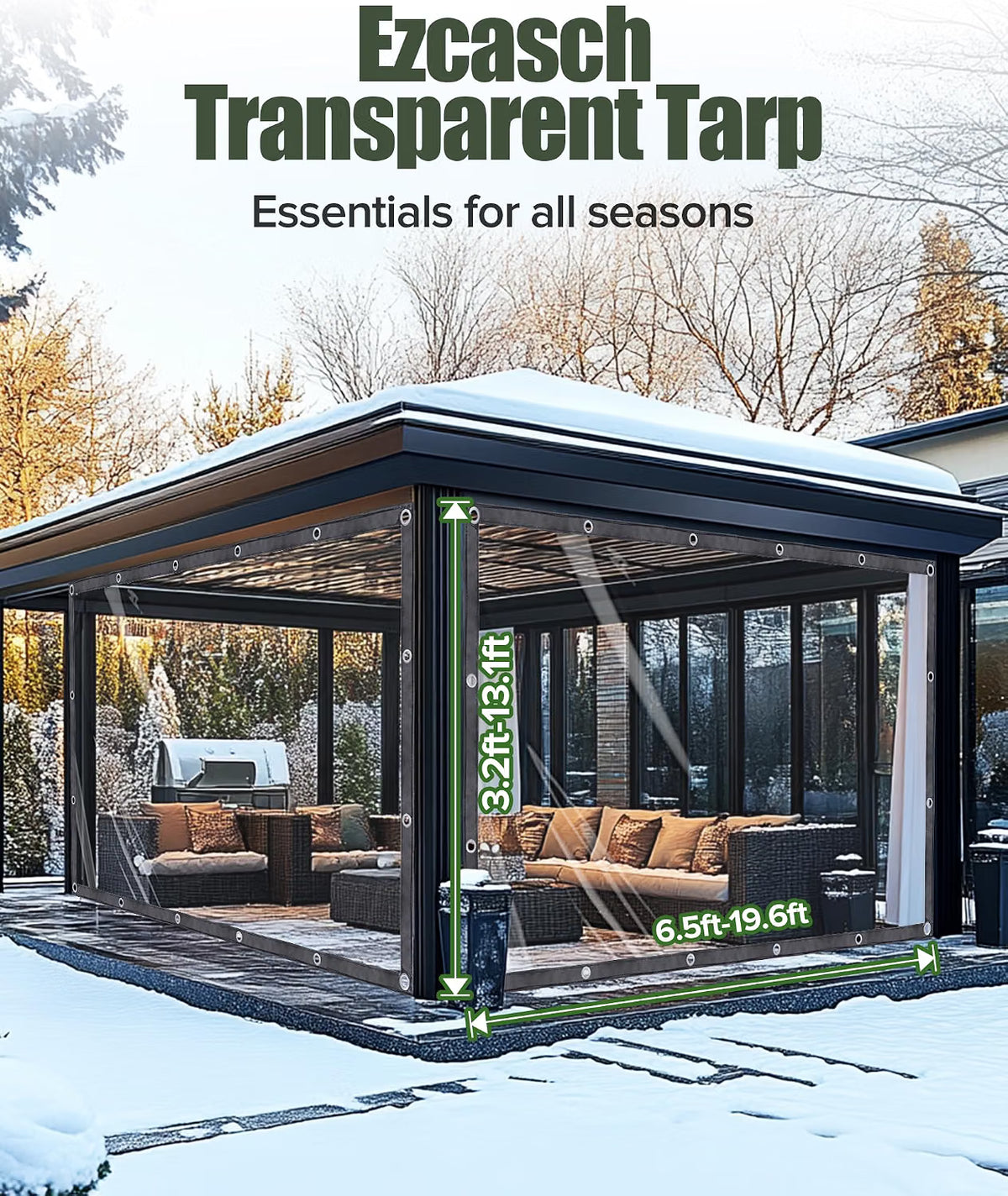 Transparent Tarpaulin 4x5m 420gsm Heavy Duty Clear Vinyl Waterproof Outdoor Tarp