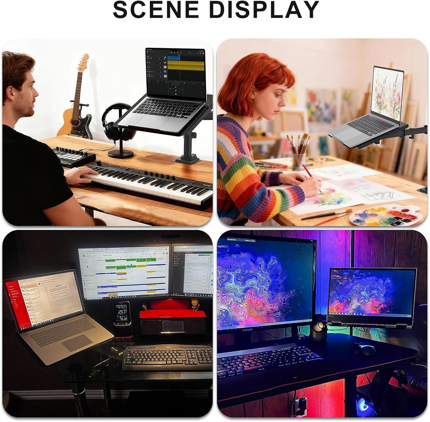 Laptop Desk Mount Adjustable Arm Tray Notebook Holder VESA Black WALI Stand