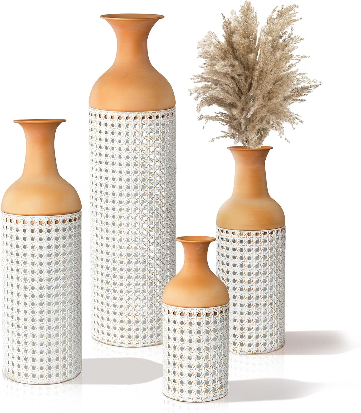 Large Metal Floor Vases Set of 4 68 50 40 30cm White Yellow Home Decor Tall Vase