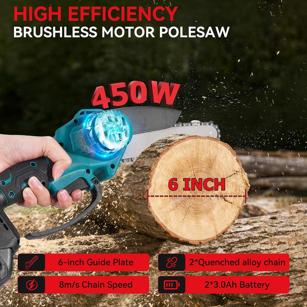 Cordless Pole Hedge Trimmer Pole Saw 4 in 1 7.05FT Extension ONEVAN Garden Tool