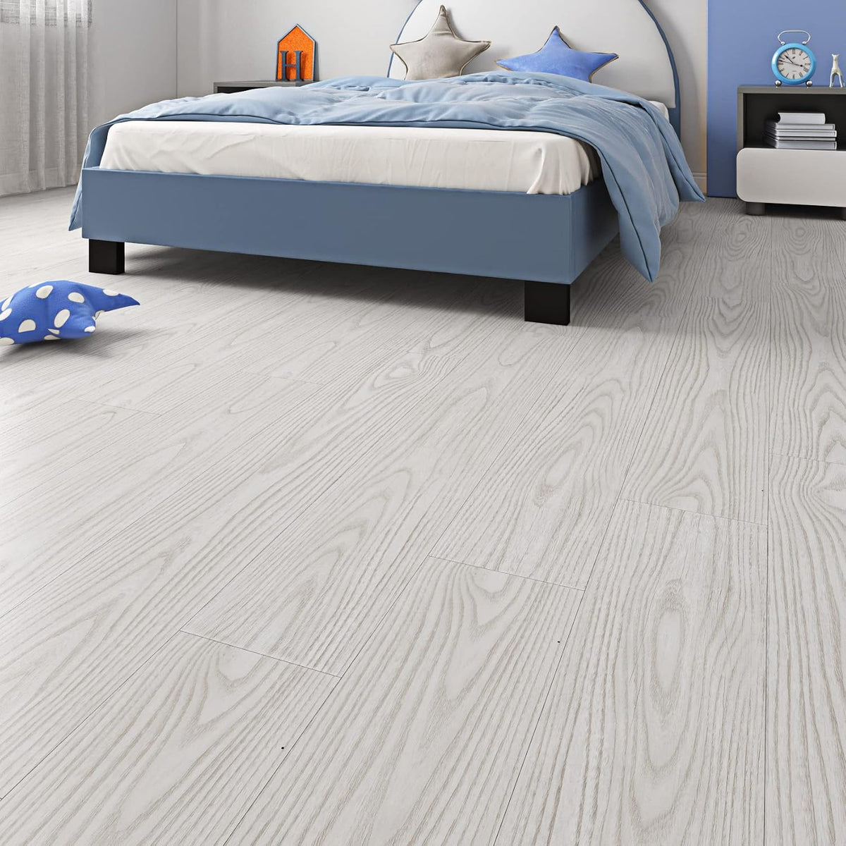 Peel Stick Floor Tiles 90x15cm White Wood Effect 32 Pack Waterproof Livelynine