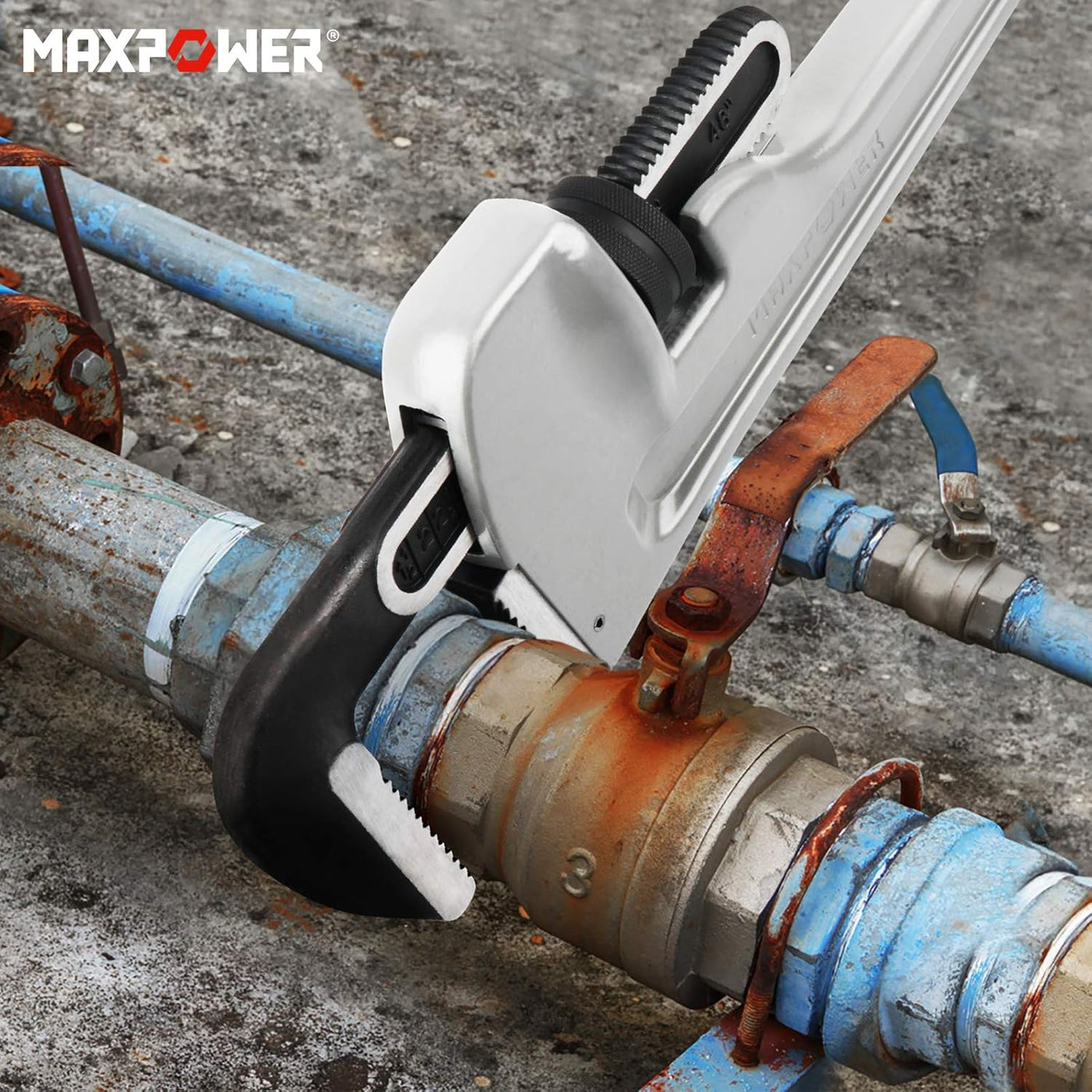 Aluminum Pipe Wrench 122cm Heavy Duty Plumber Stillson MAXPOWER
