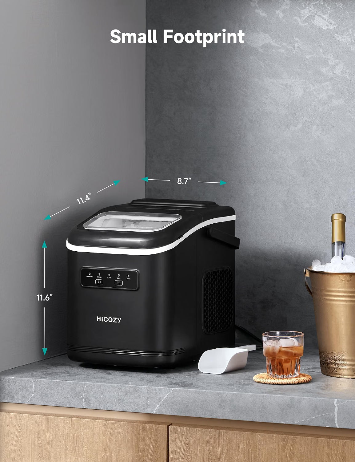 Ice Maker Machine 6 Min Fast Ice 2 Sizes Self Cleaning Countertop HiCOZY D4 Home