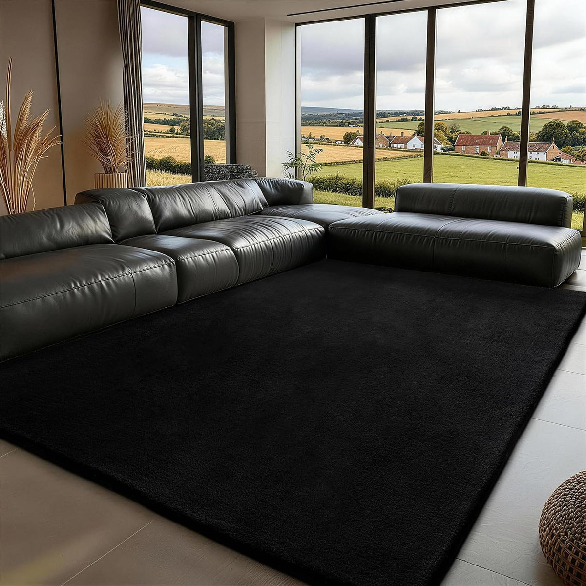 Shaggy Rug 200x300cm Black Soft Fluffy Large Living Room Bedroom Carpet XSIVOD