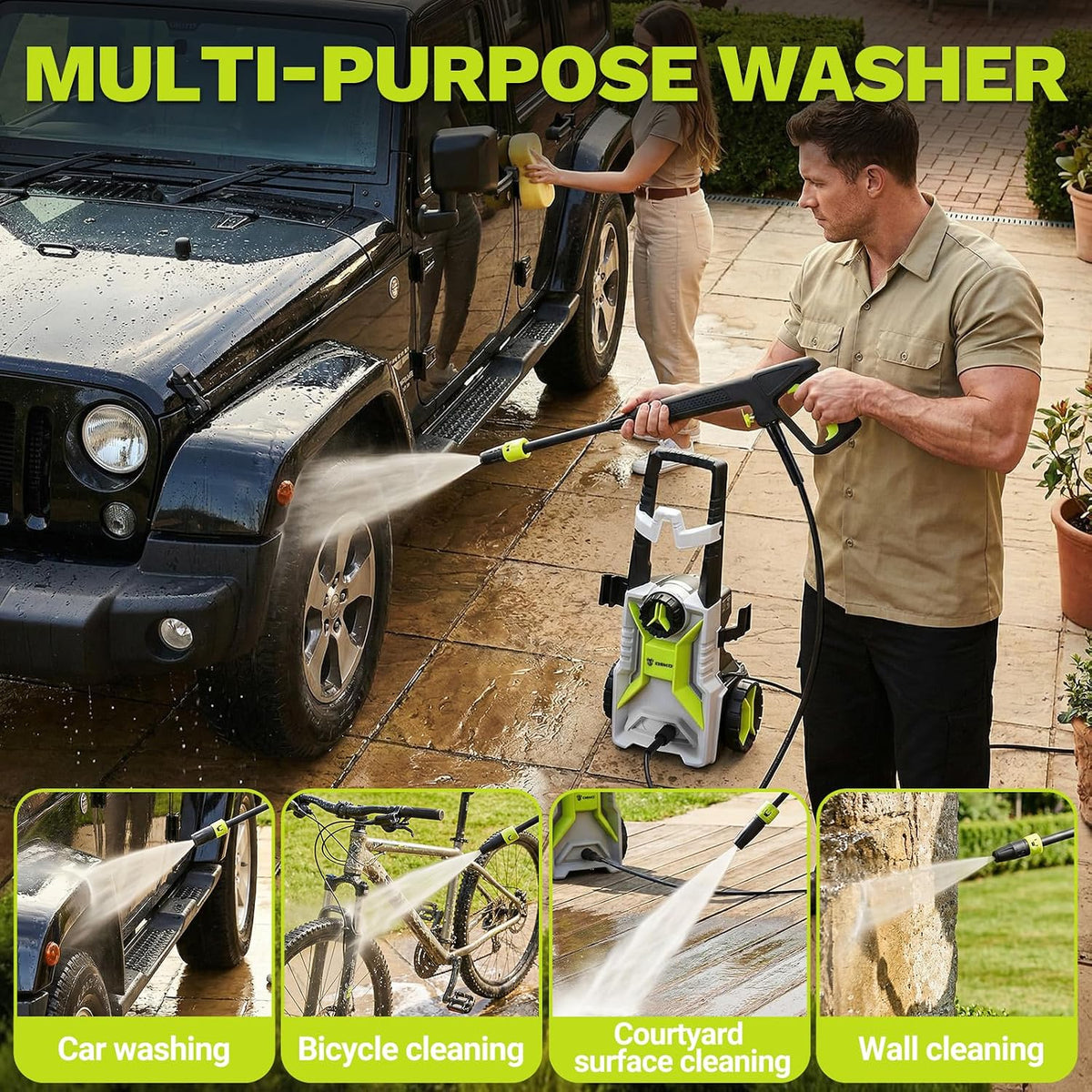 Pressure Washer 135 Bar 1650W 300L/H High Pressure Jet Cleaner DEKOPRO