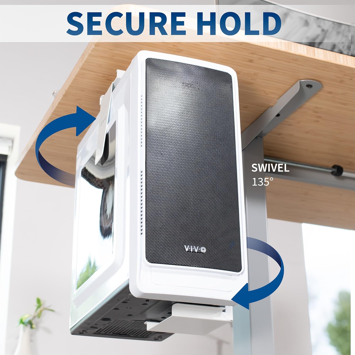 Under Desk PC Mount 3.5-7.8 Inch Adjustable CPU Holder White VIVO