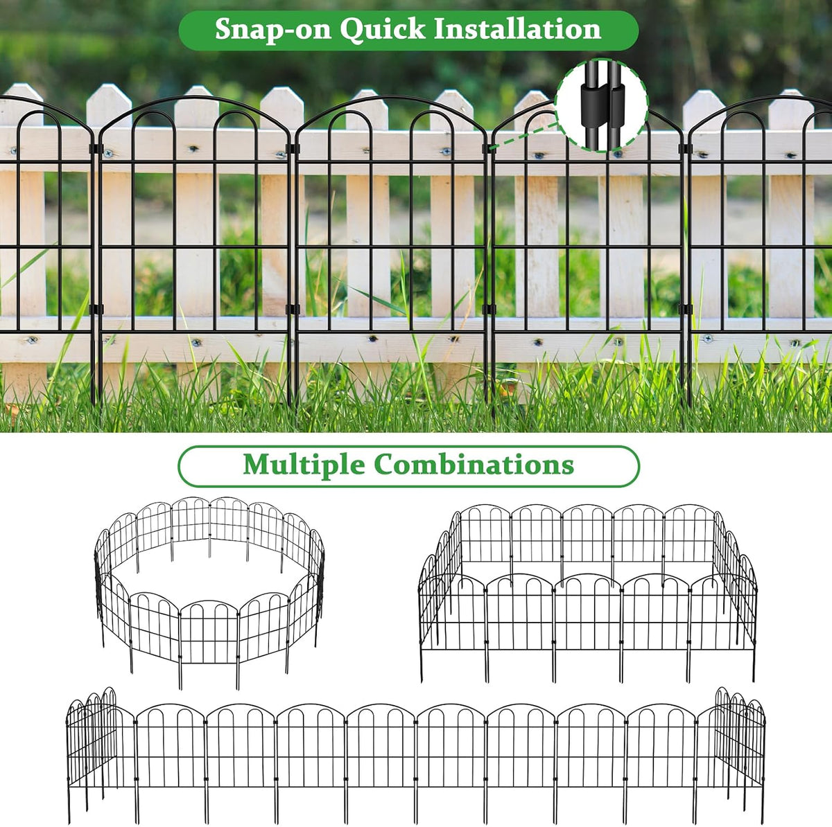 Garden Fence 10 Panels No Dig Picket Fence Outdoor Animal Barrier LIANTRAL