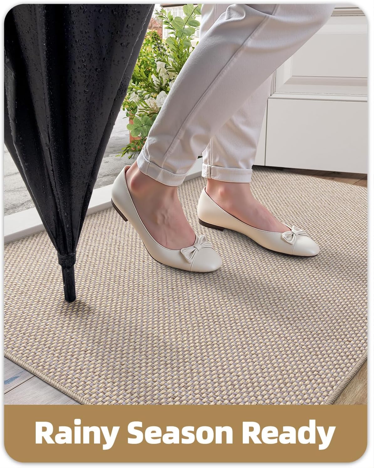 Indoor Door Mat 65x120cm Ultra Thin Entrance Floor Mat Khaki COLOR&GEOMETRY