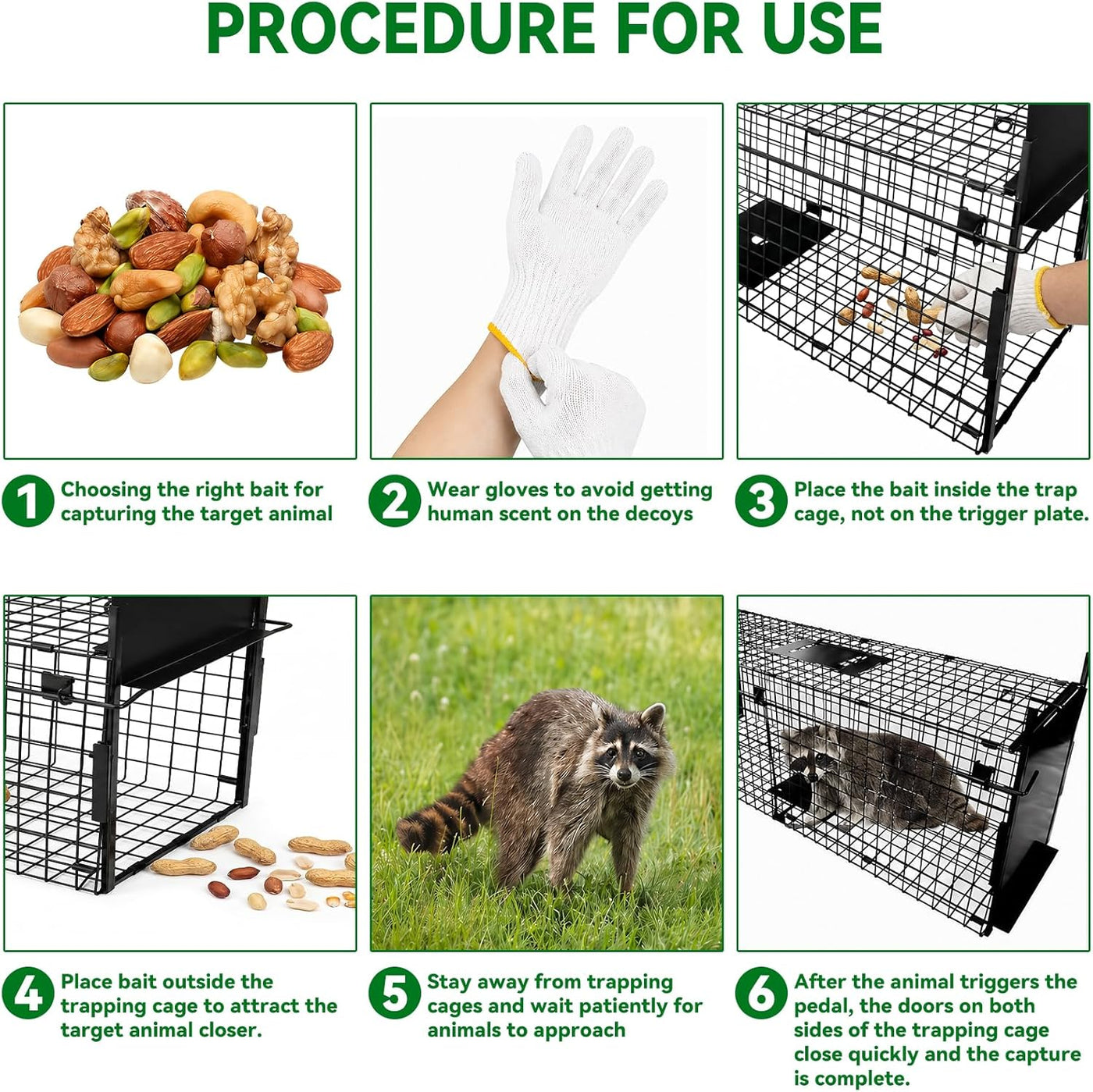 Humane Animal Cage Trap 80X33X27cm Double Door Live Catch Metal Cage Thealyn