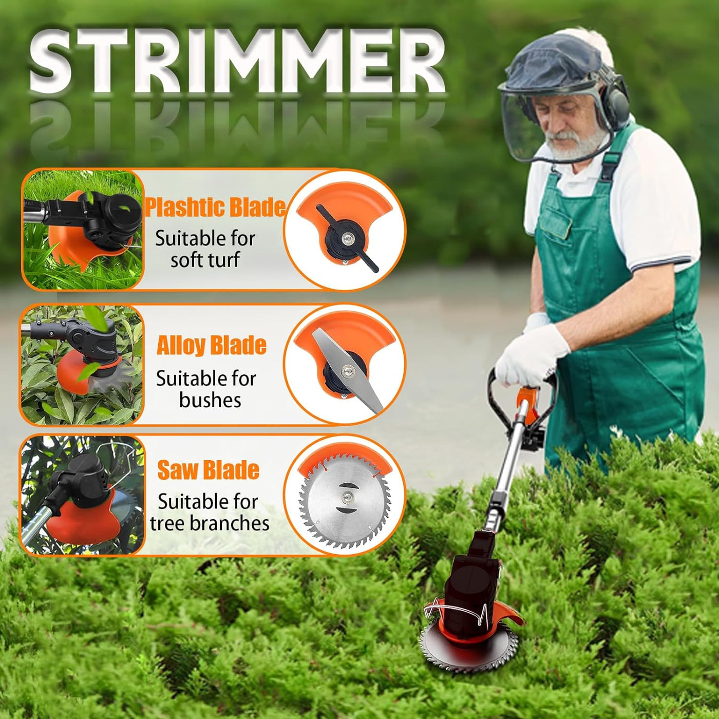 Cordless Telescopic Grass Trimmer, Strimmer Brush Cutter, 2 Battery & Charger