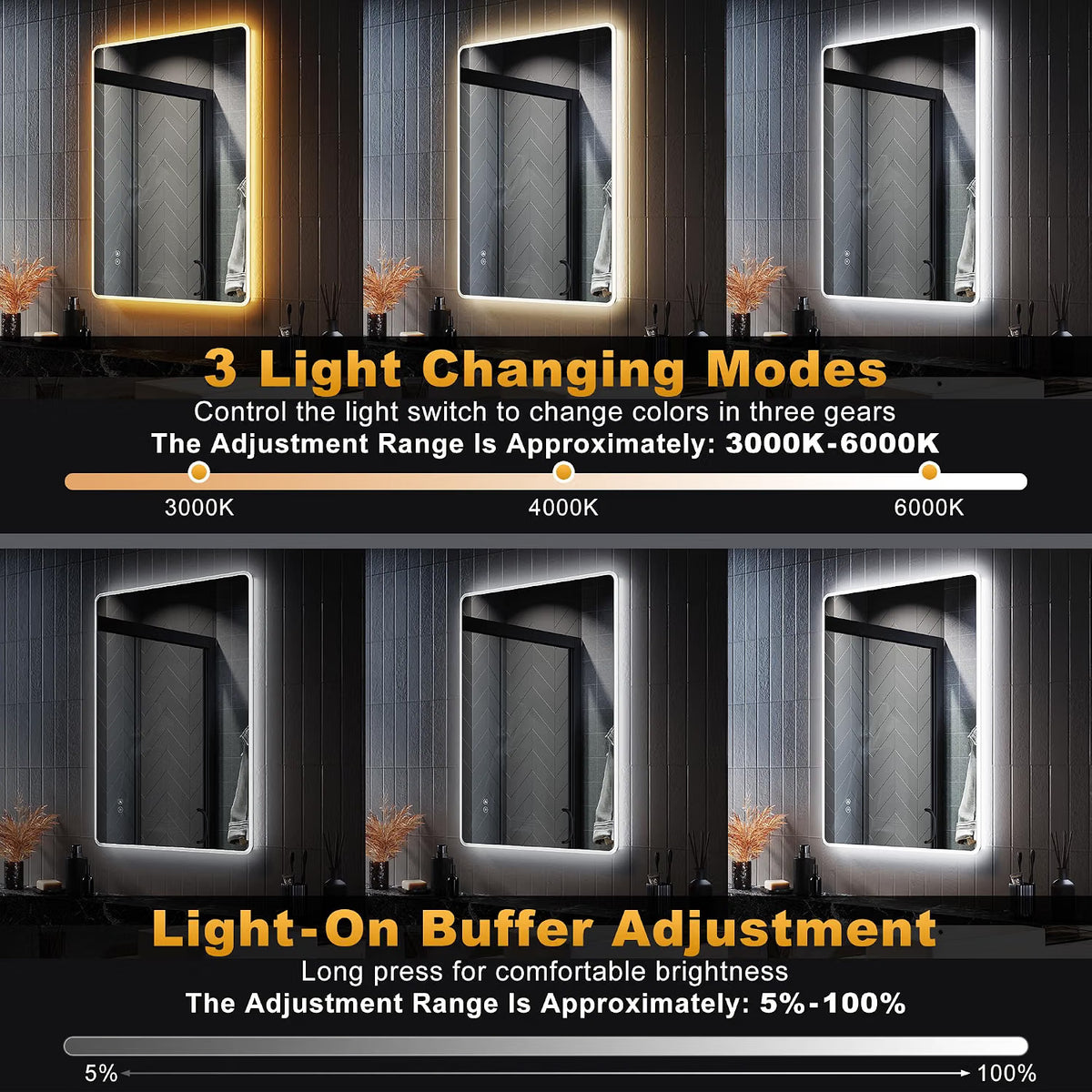 LED Bathroom Mirror 800x600mm Bluetooth Shaver Socket Illuminated ELEGANT Mirror