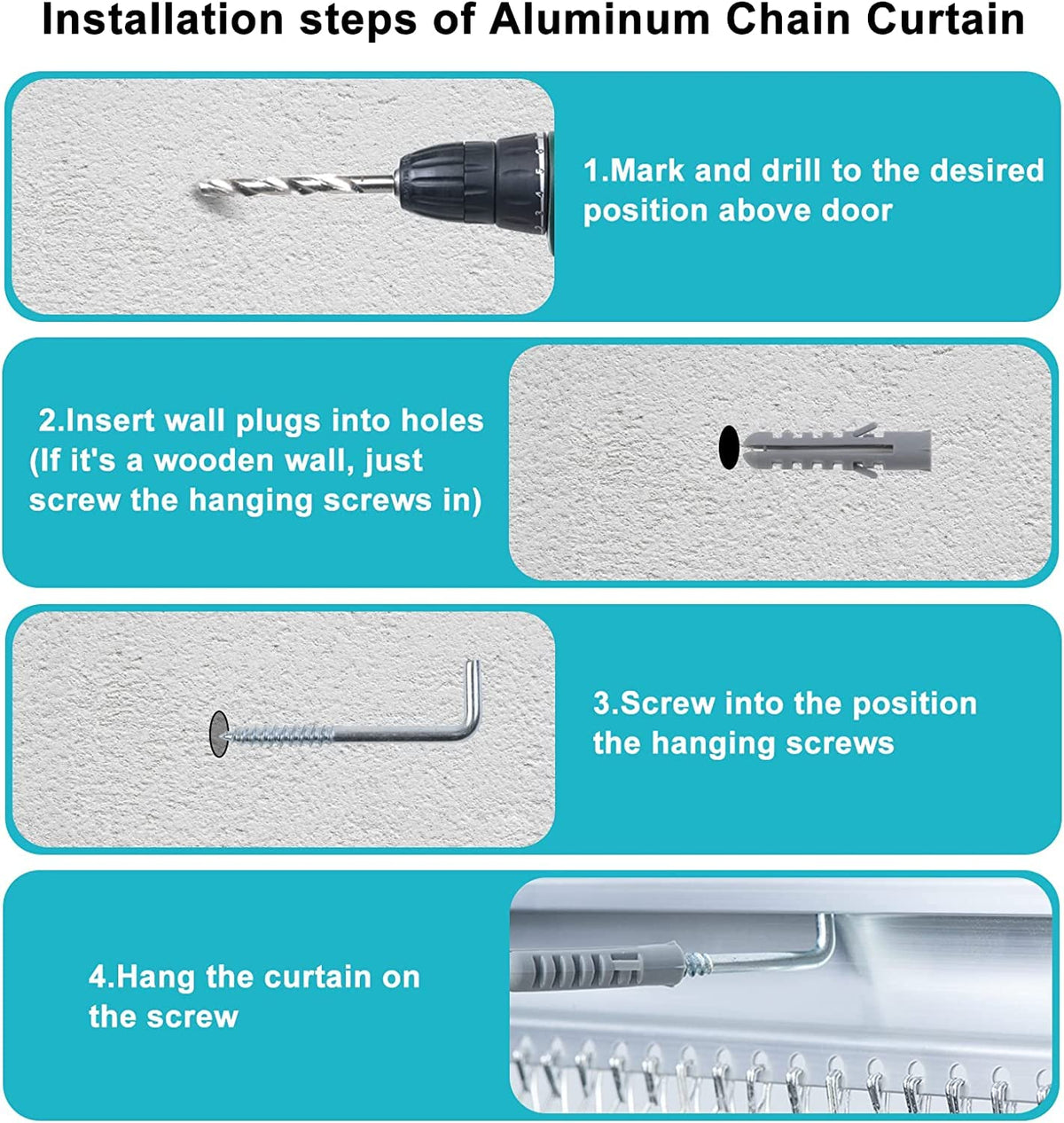 Aluminium Chain Fly Screen 90x210cm Door Curtain Insect Pest Control Silver