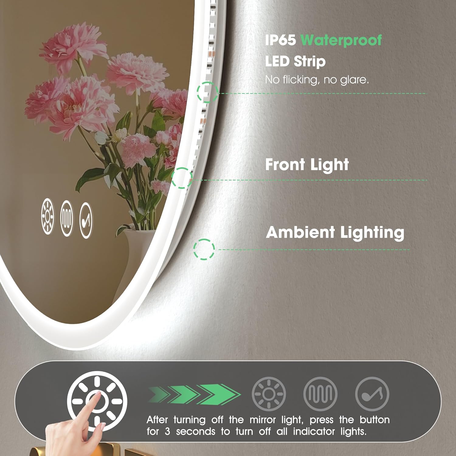 Round LED Bathroom Mirror 800mm Bluetooth Anti Fog Dimmable S'bagno