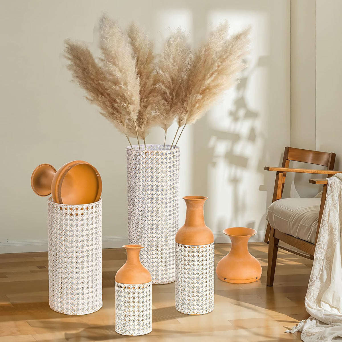 Large Metal Floor Vases Set of 4 68 50 40 30cm White Yellow Home Decor Tall Vase