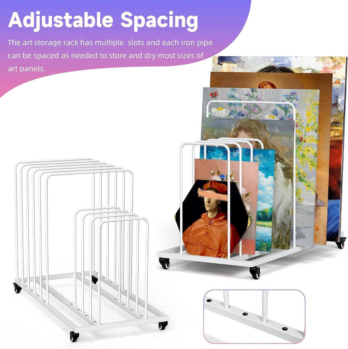 Art Drying Rack Adjustable Canvas Storage Display with Wheels lesolar Classroom